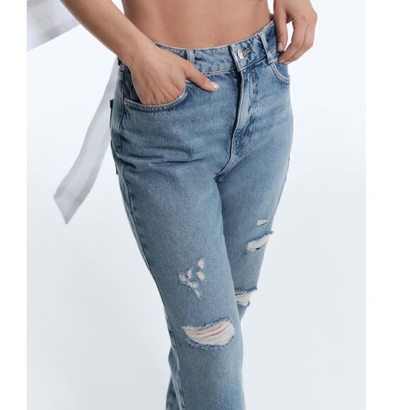 NWT Zara High Rise Straight Leg Jeans - Picture 6 of 12